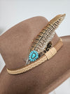 Brown Turquoise Flower Western Hat - Boho Buffalo Accessories