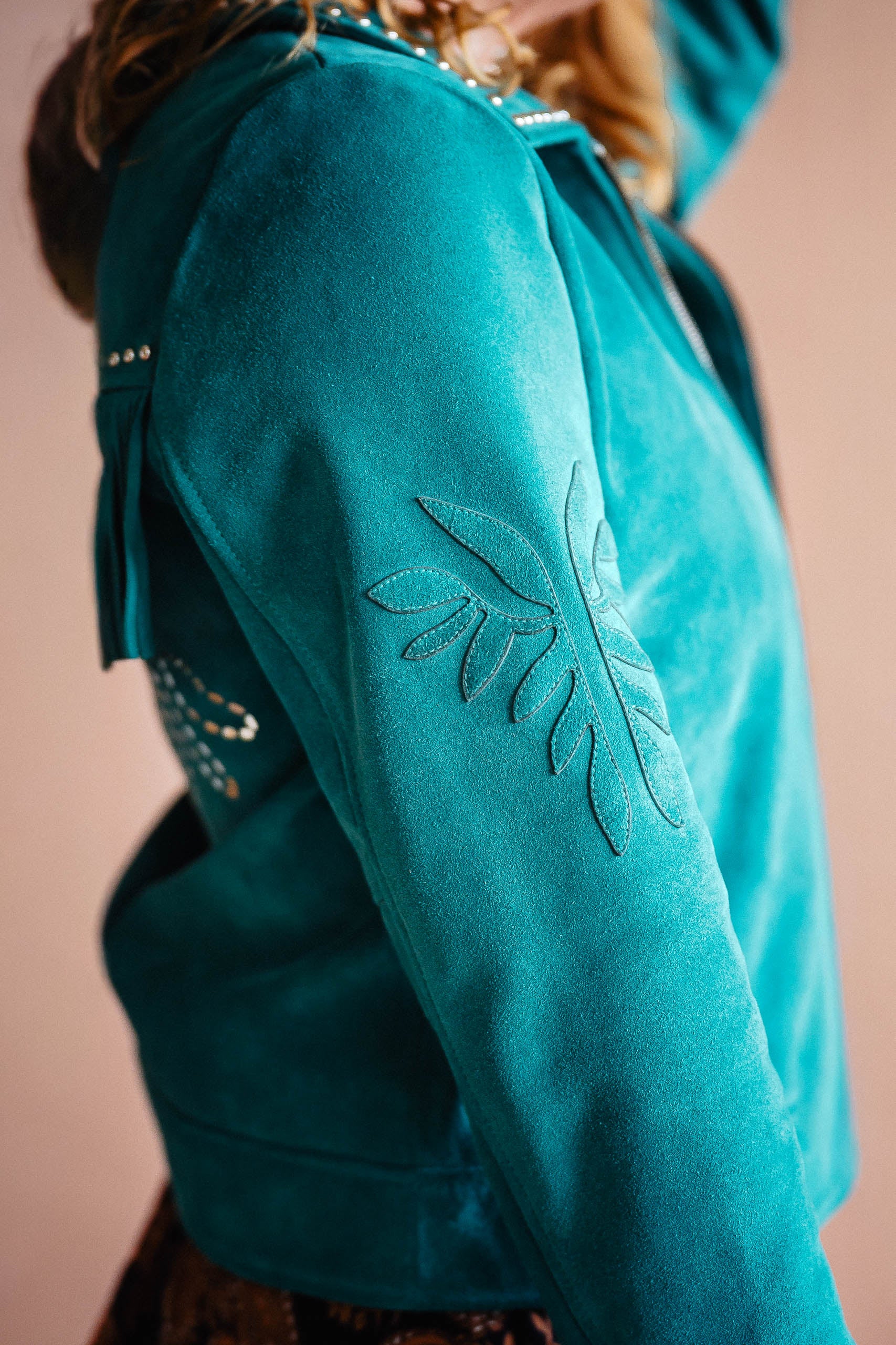 Turquoise Wings Suede Jacket - Boho Buffalo Accessories