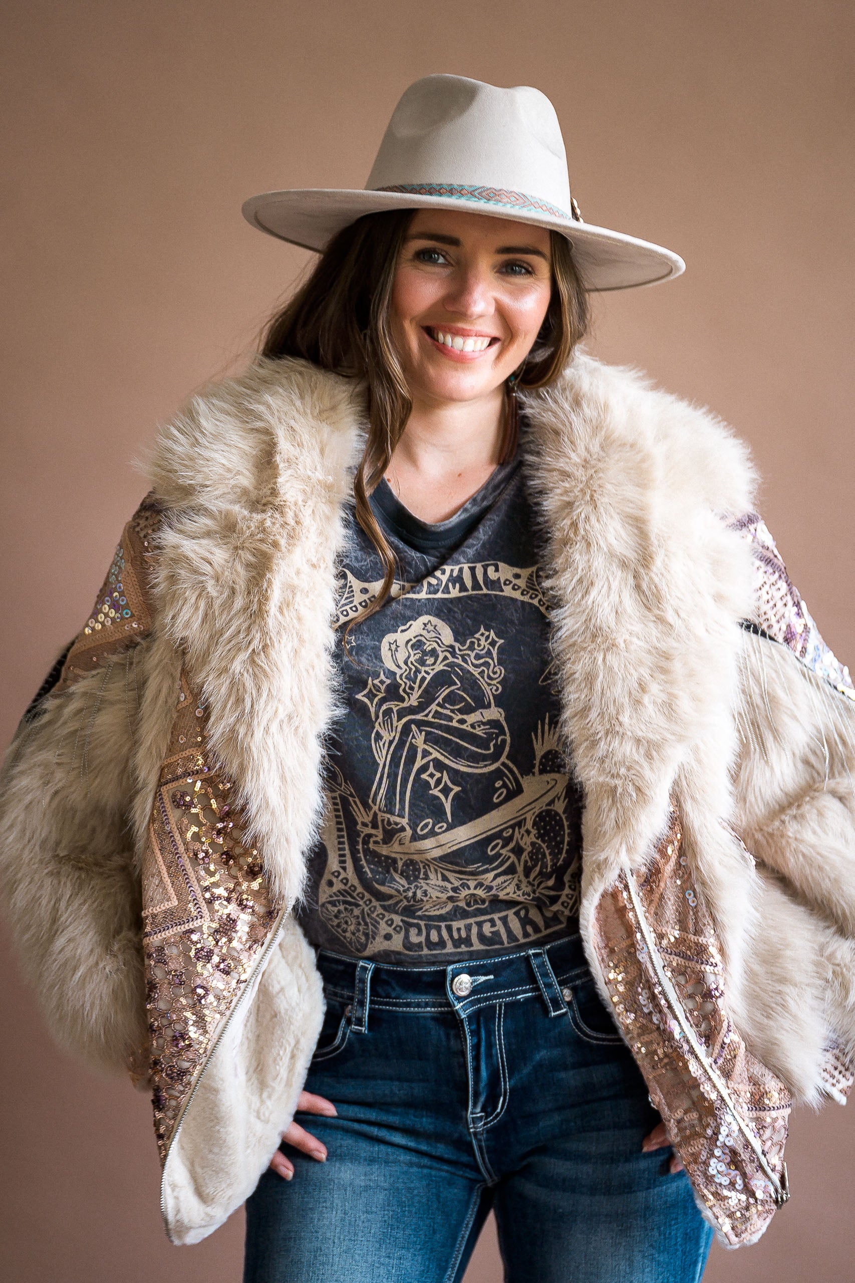 Cosmic Cowgirl T-Shirt in Mineral Black - Boho Buffalo Accessories