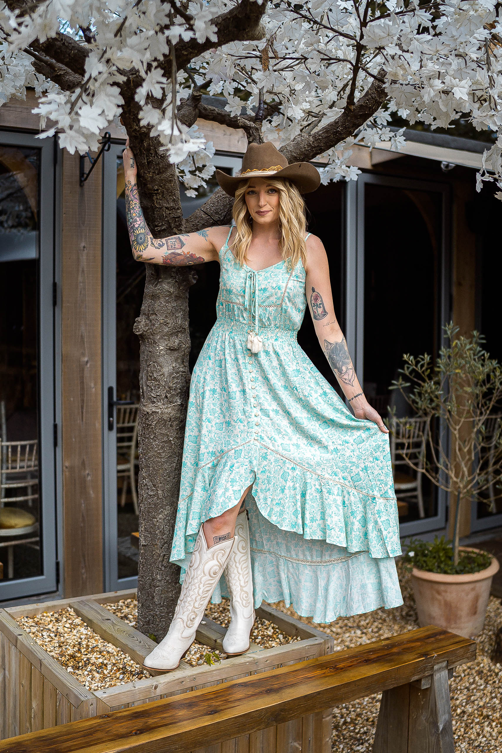 santorini midi dress Santorini Coast Floral Tiered Midi Dress