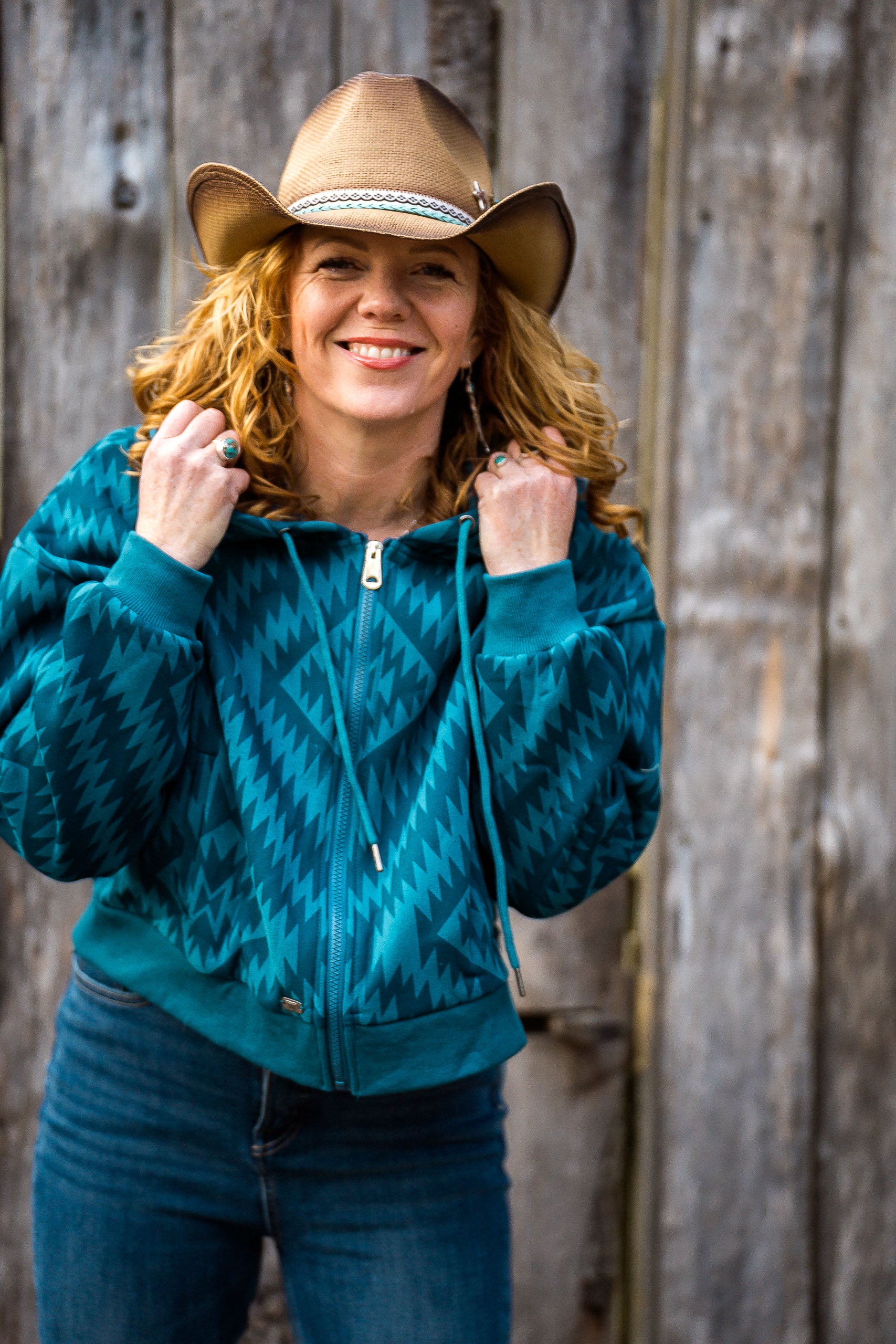 Teal Aztec Hoodie - Boho Buffalo Accessories