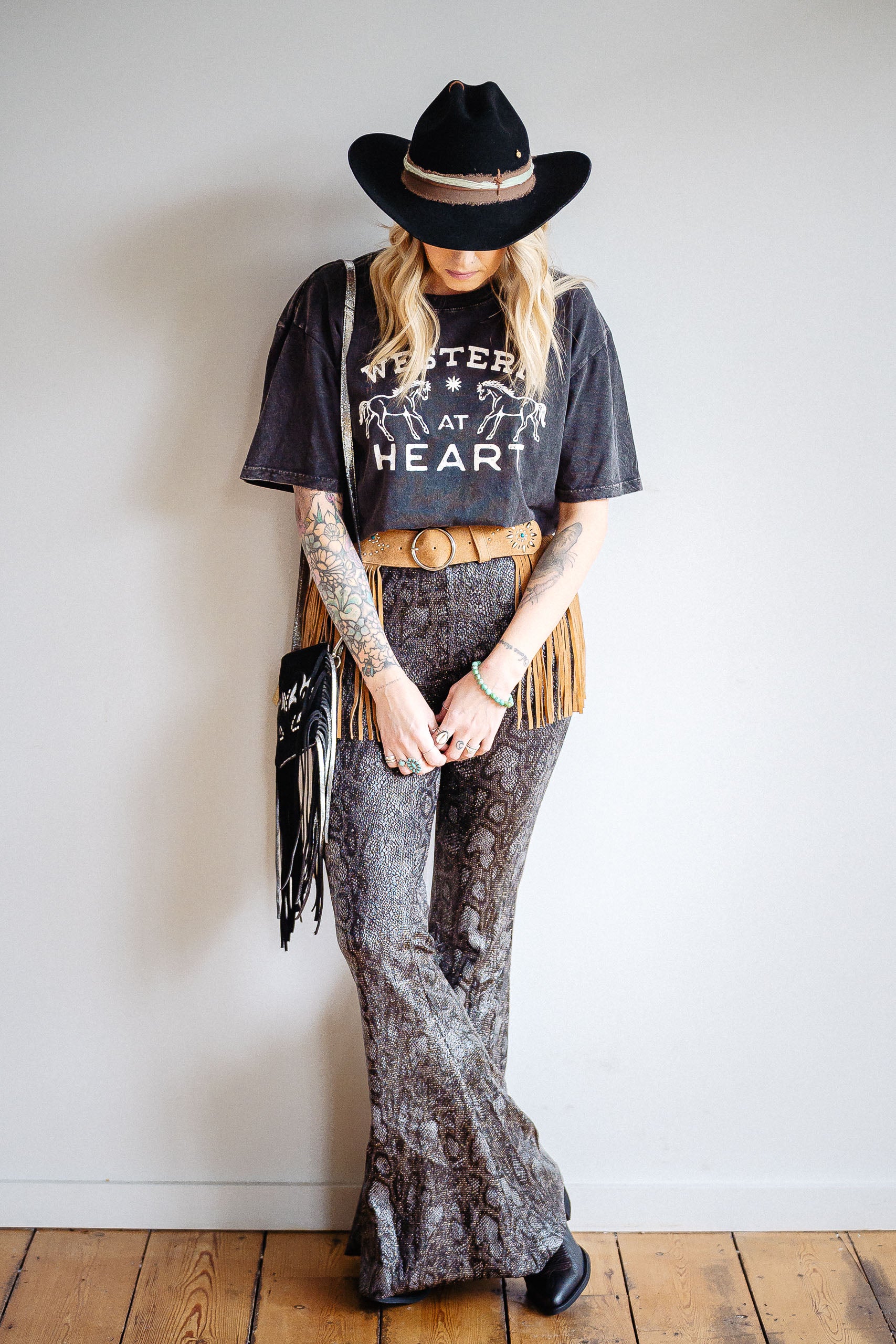 Sparkly Snakeskin Flares - Boho Buffalo Accessories