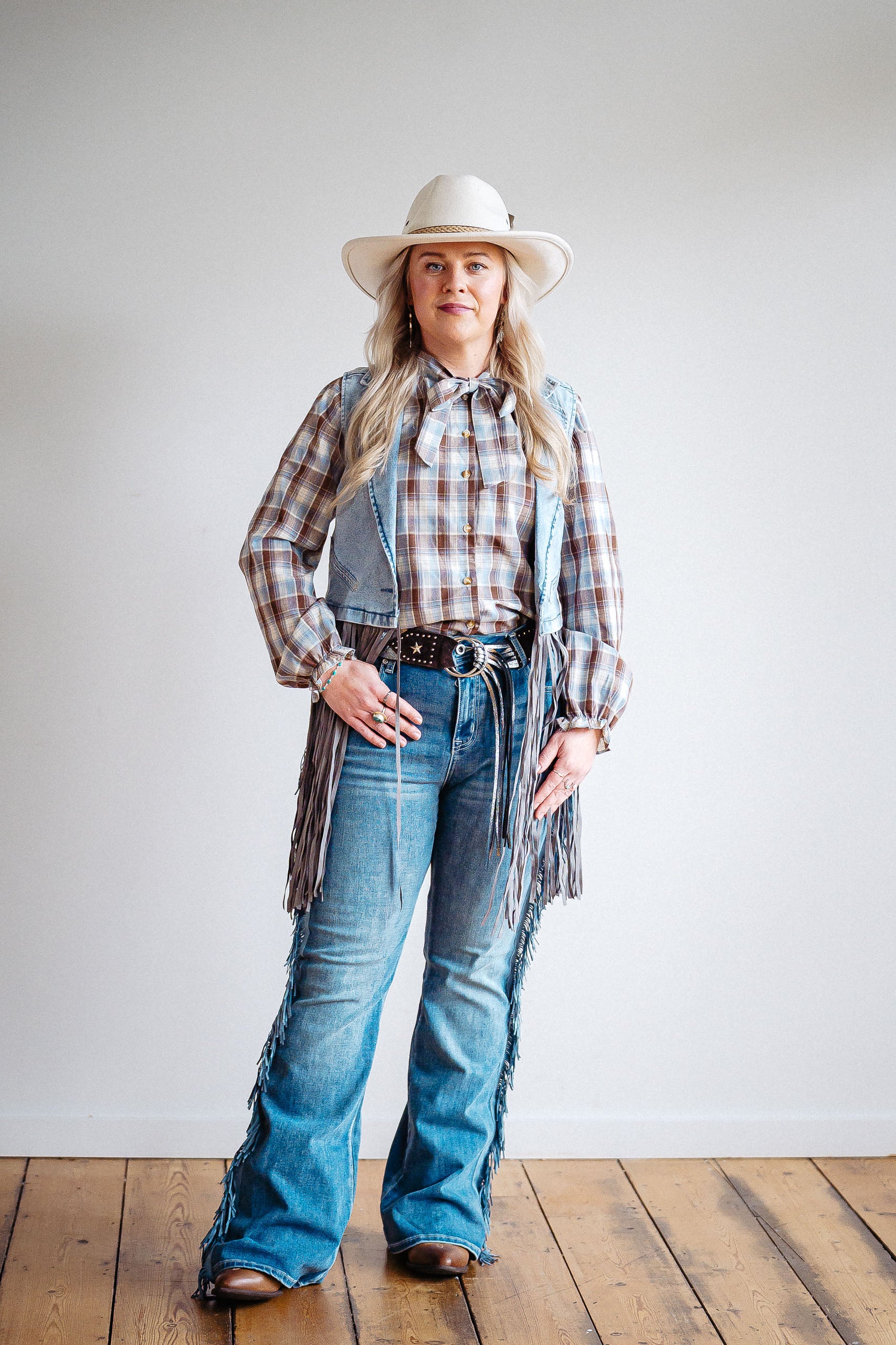 Fringed Western Flare Jeans - Boho Buffalo Accessories