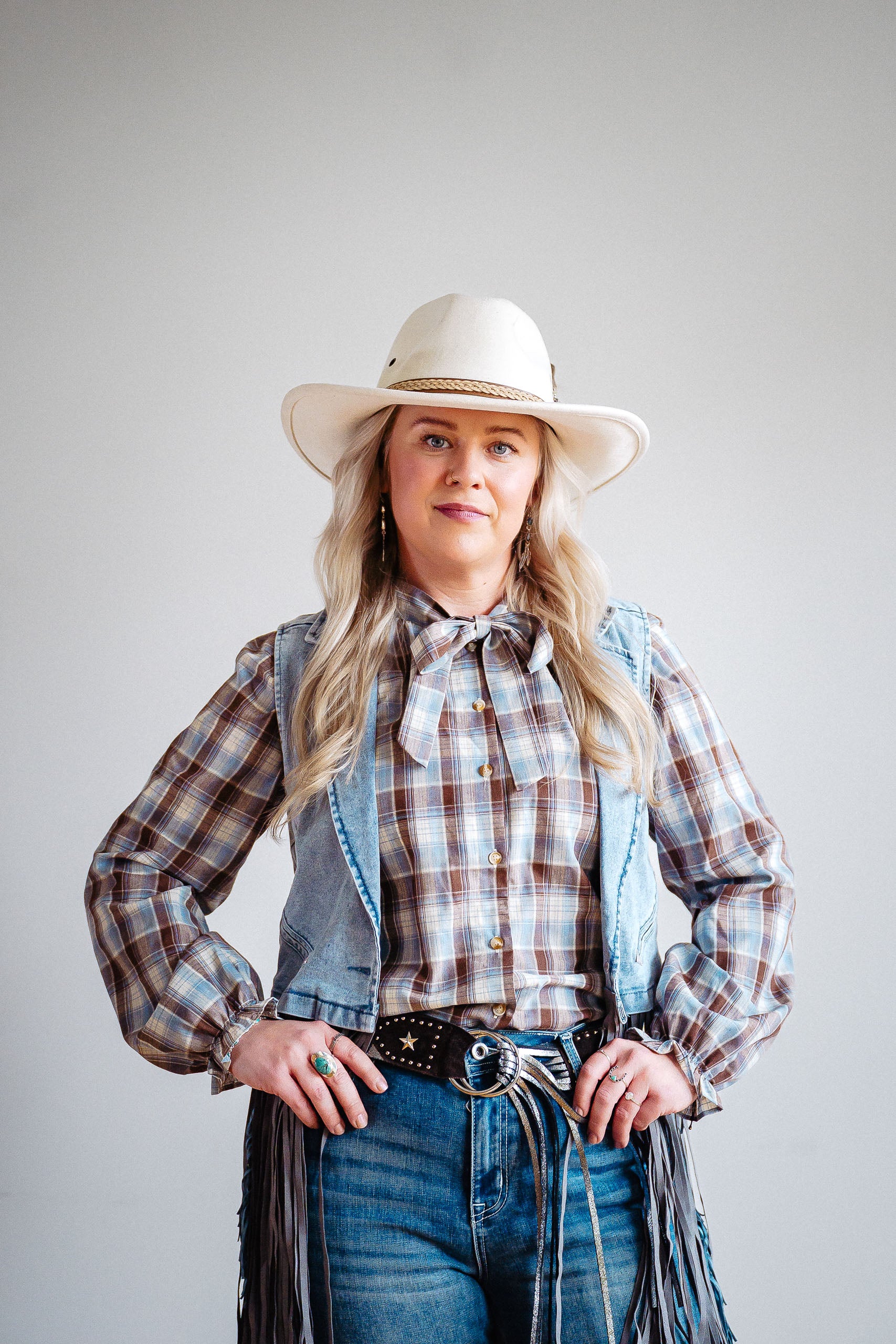 Plaid Bow Blouse - Boho Buffalo Accessories