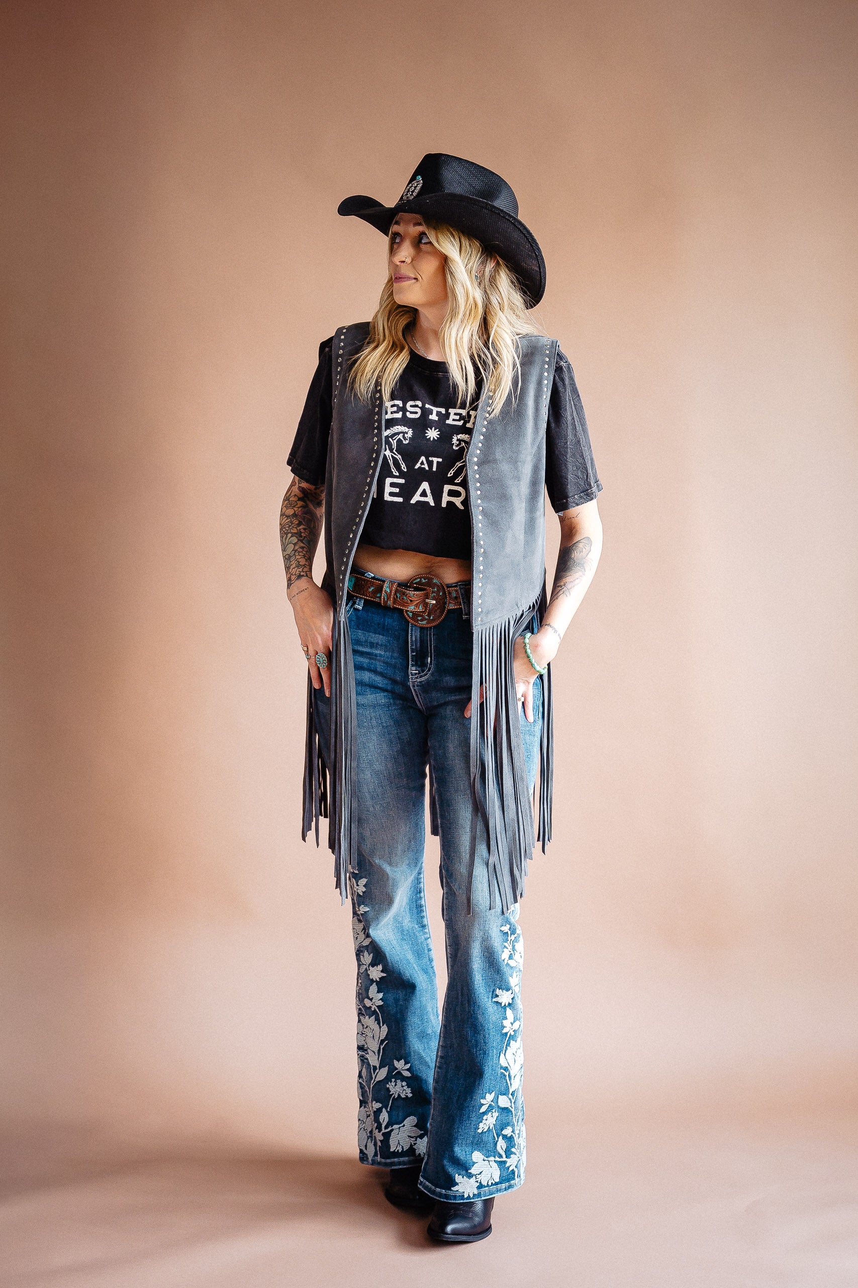 Flora Embroidered Flare Jeans - Boho Buffalo Accessories