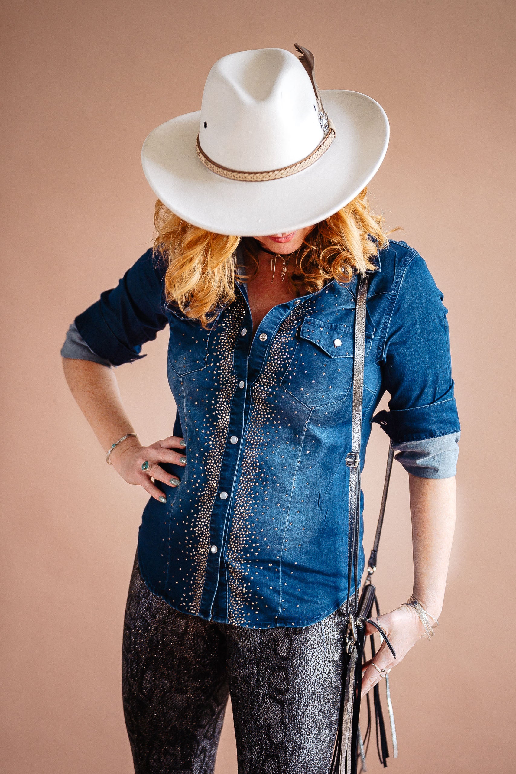 Rhinestone Denim Shirt