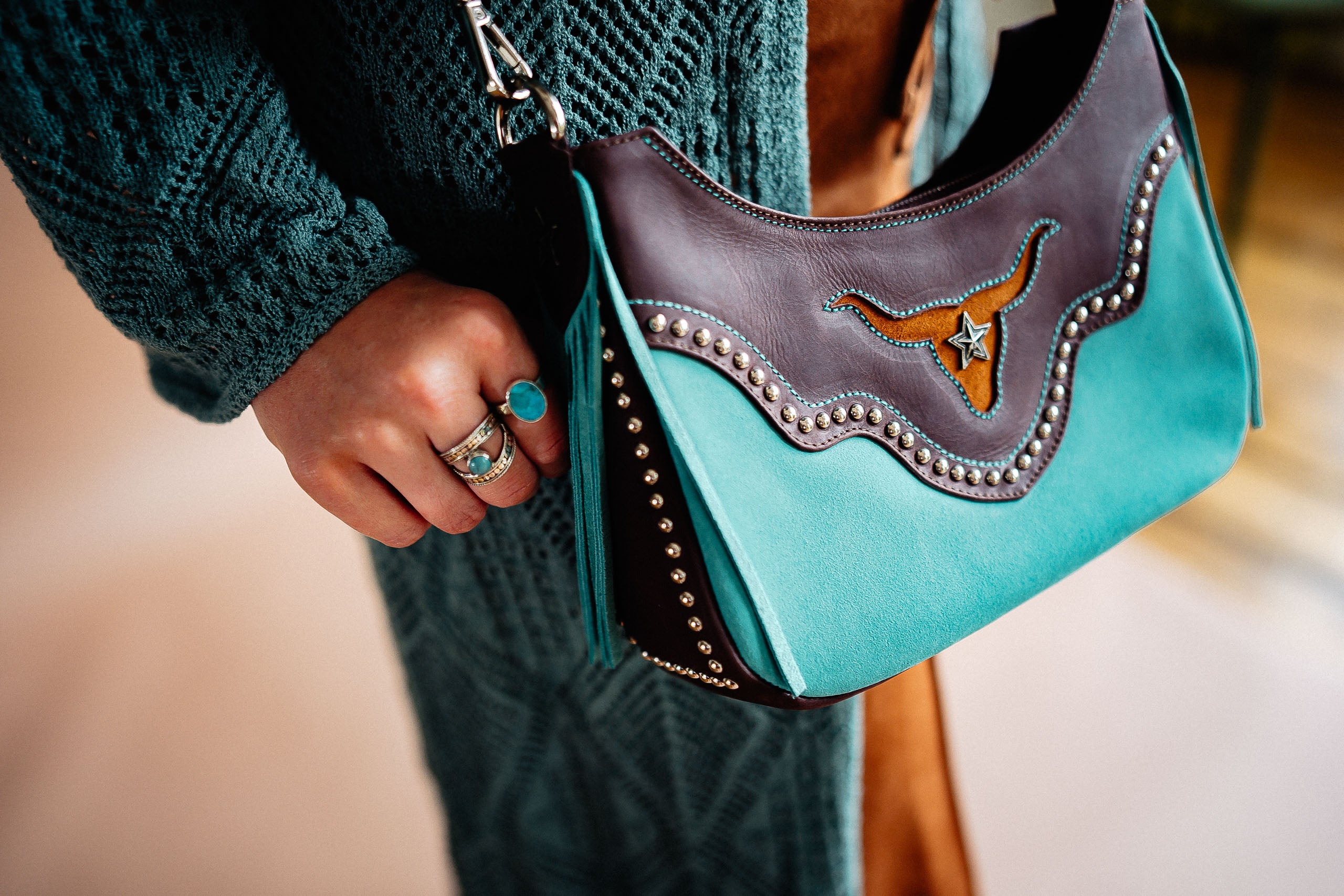 Longhorn Mini Shoulder Bag - Boho Buffalo Accessories