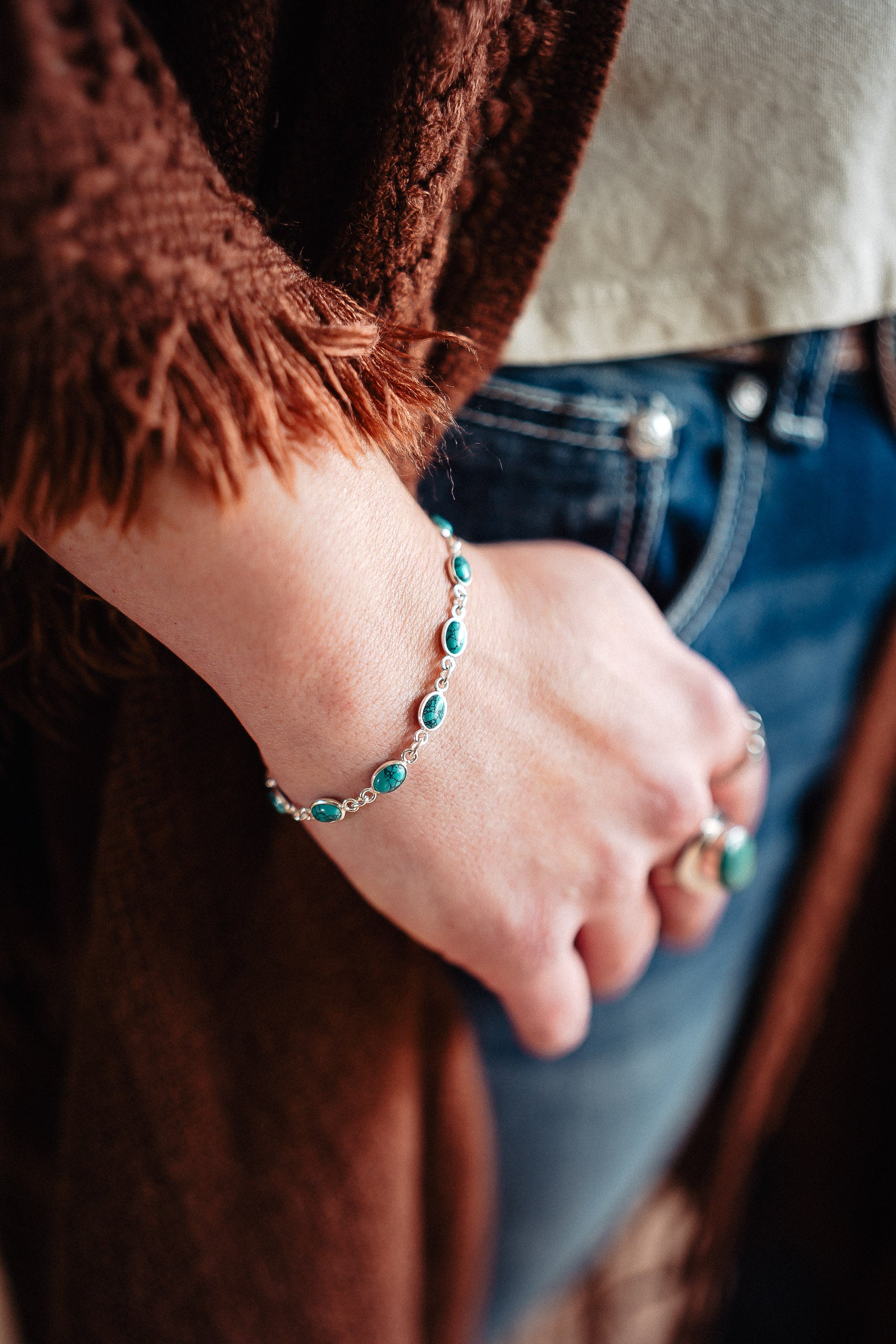 Turquoise Oval Bracelet - Boho Buffalo Accessories