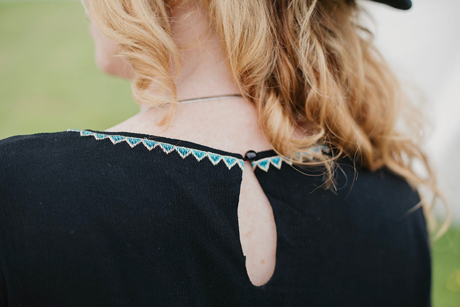 Black Tribal Embroidery Dress - Boho Buffalo Accessories