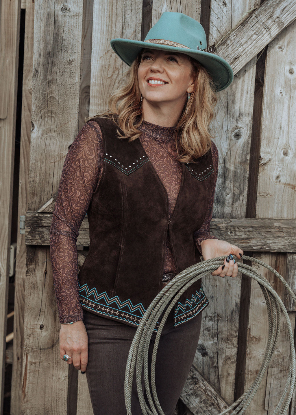 'Wings' Chocolate Suede Waistcoat