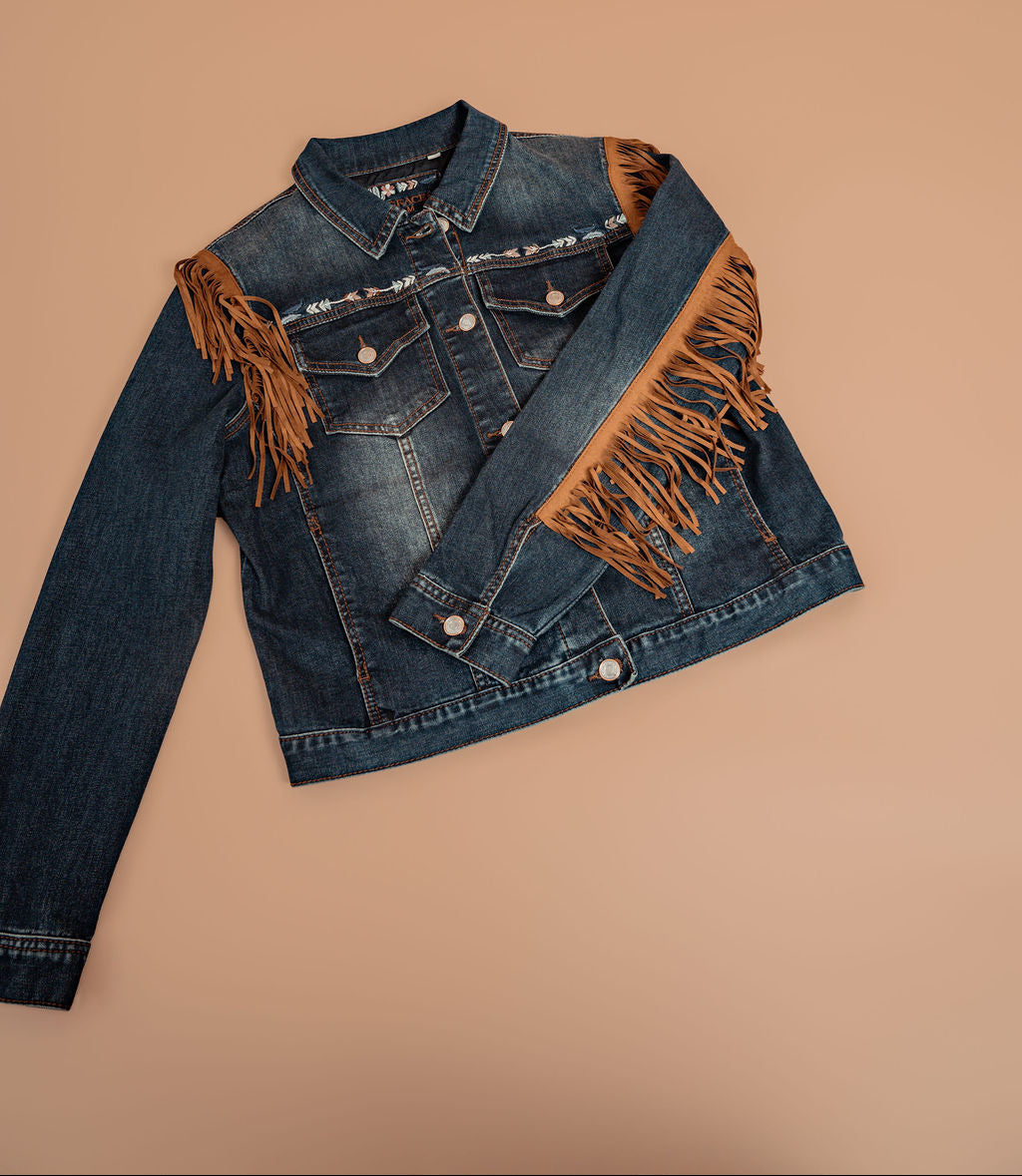 Longhorn Denim Fringe Jacket