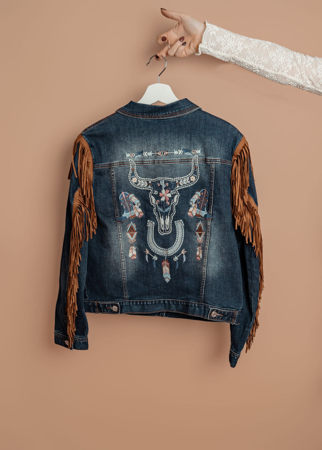 Longhorn Denim Fringe Jacket