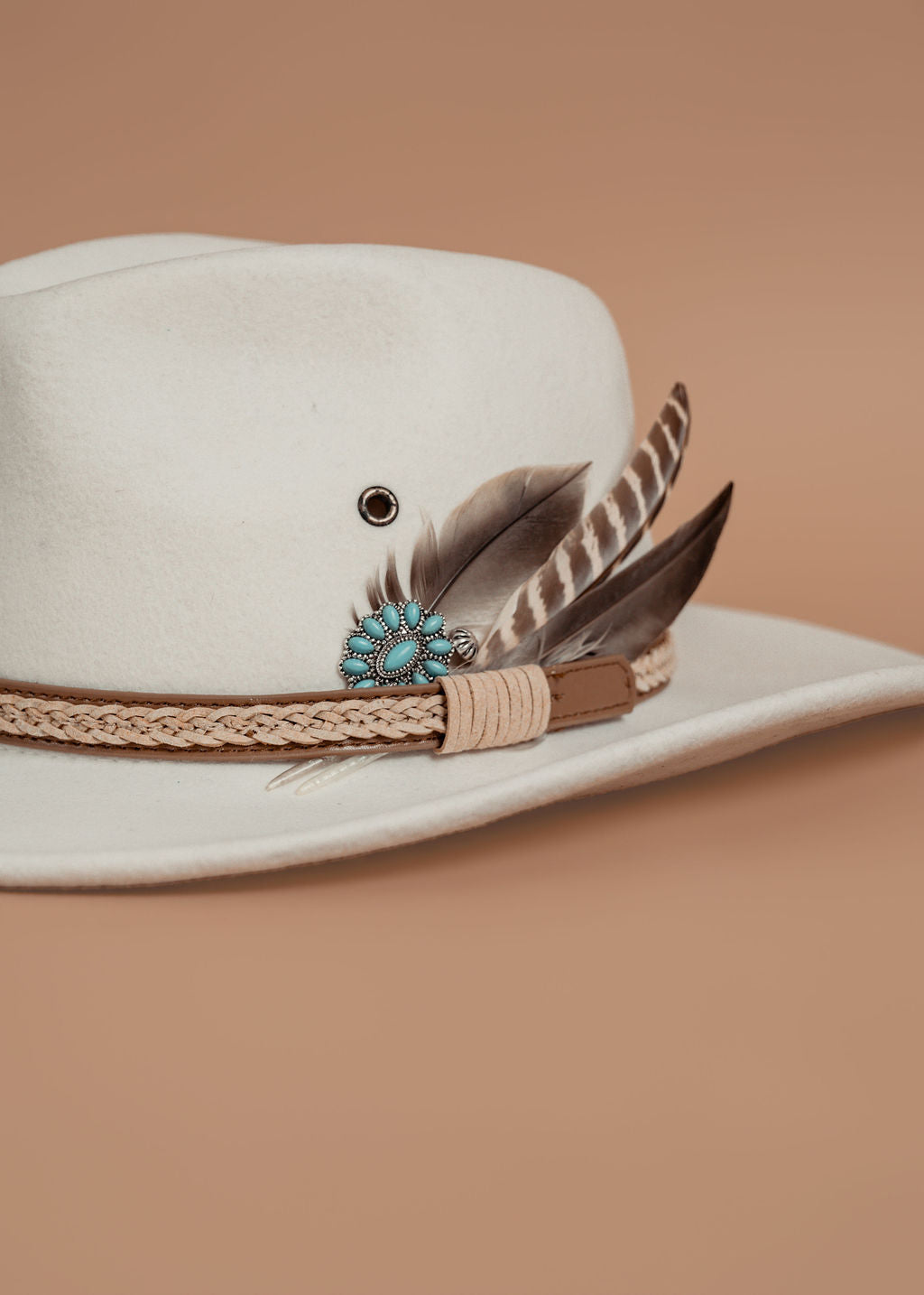 White 'Turquoise Blossom' Western Hat