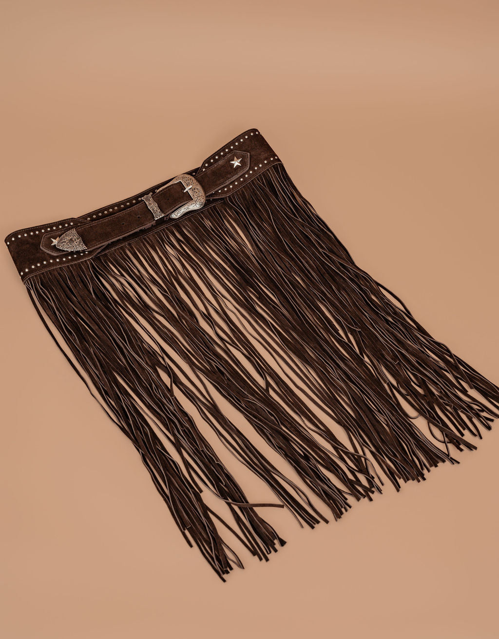 Brown Western Fringe Skirt Belt
