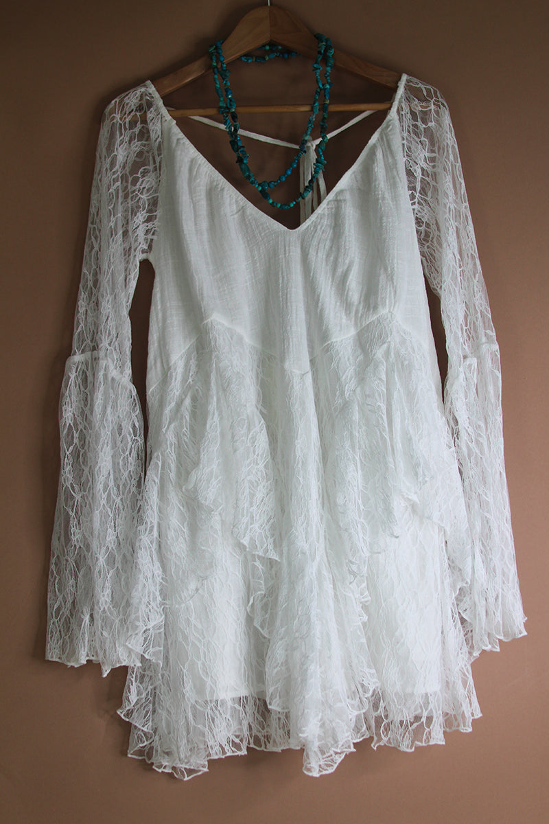 Ruffle Lace Bell Sleeve Skort Dress