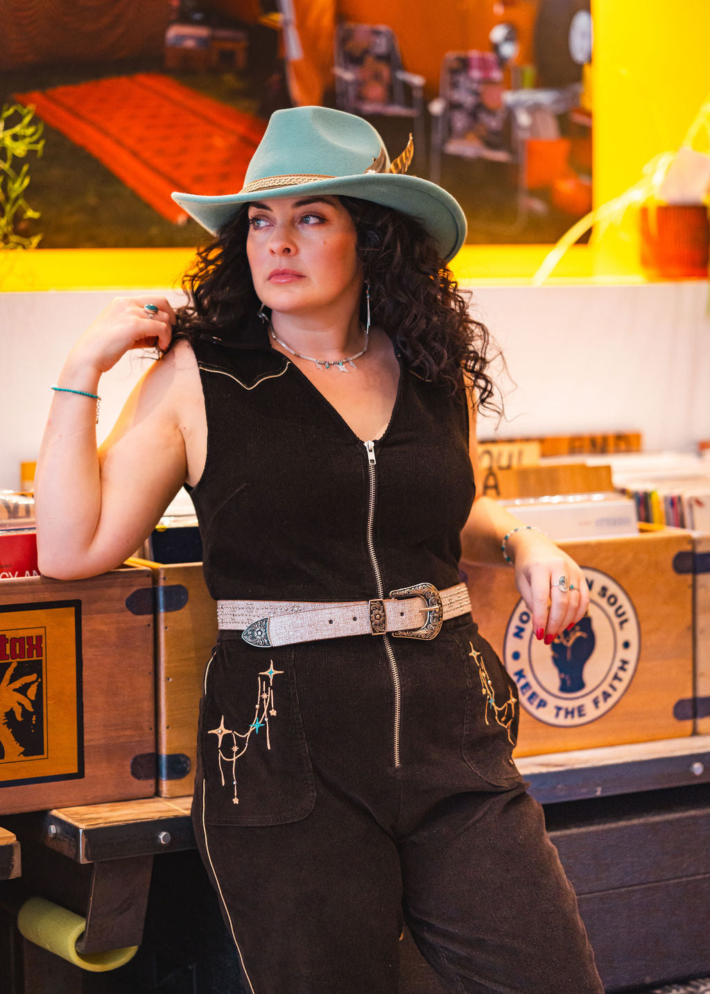 Dusty Teal Western Hat