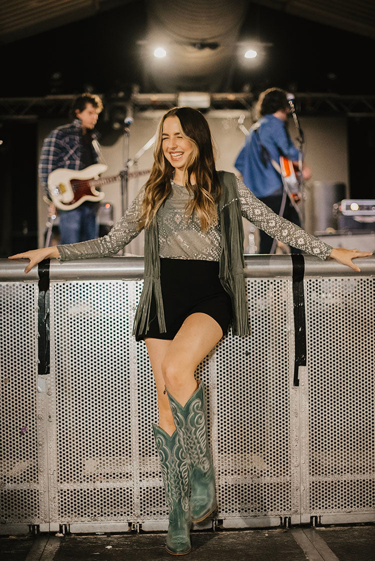Tall Teal Cowgirl Boots - Boho Buffalo Accessories