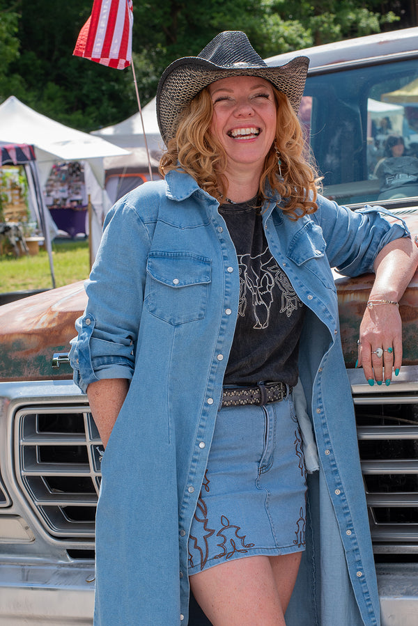 Long Denim Shirt Dress