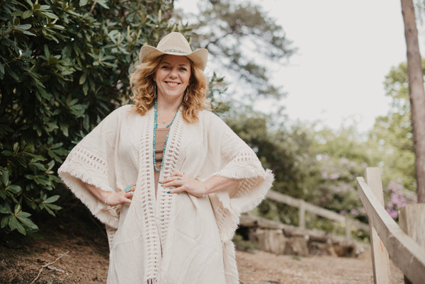 Cream Fringe Bohemian Shawl