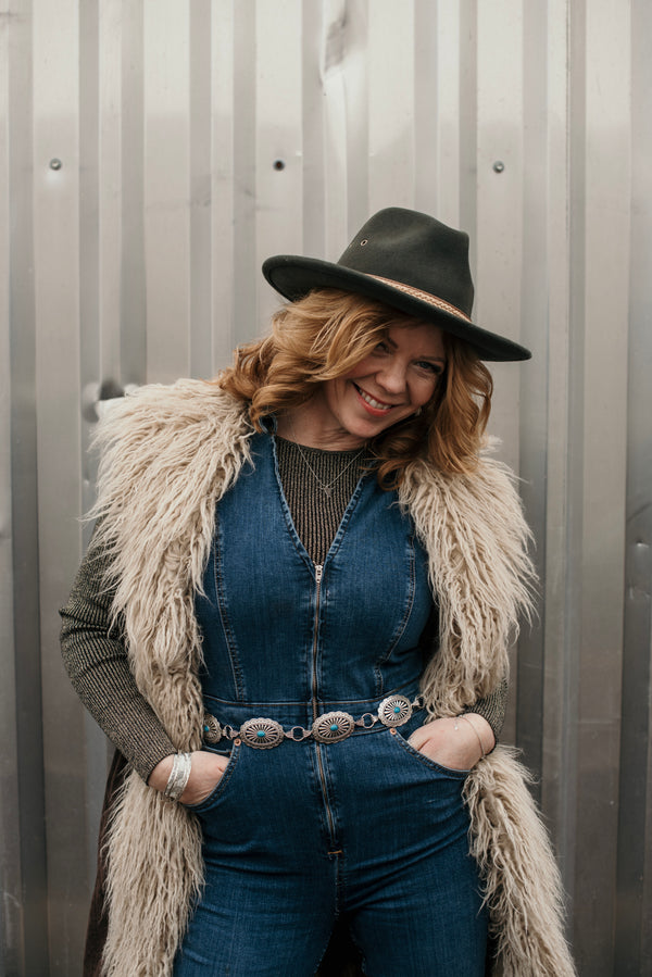 Olive Feather Western Hat