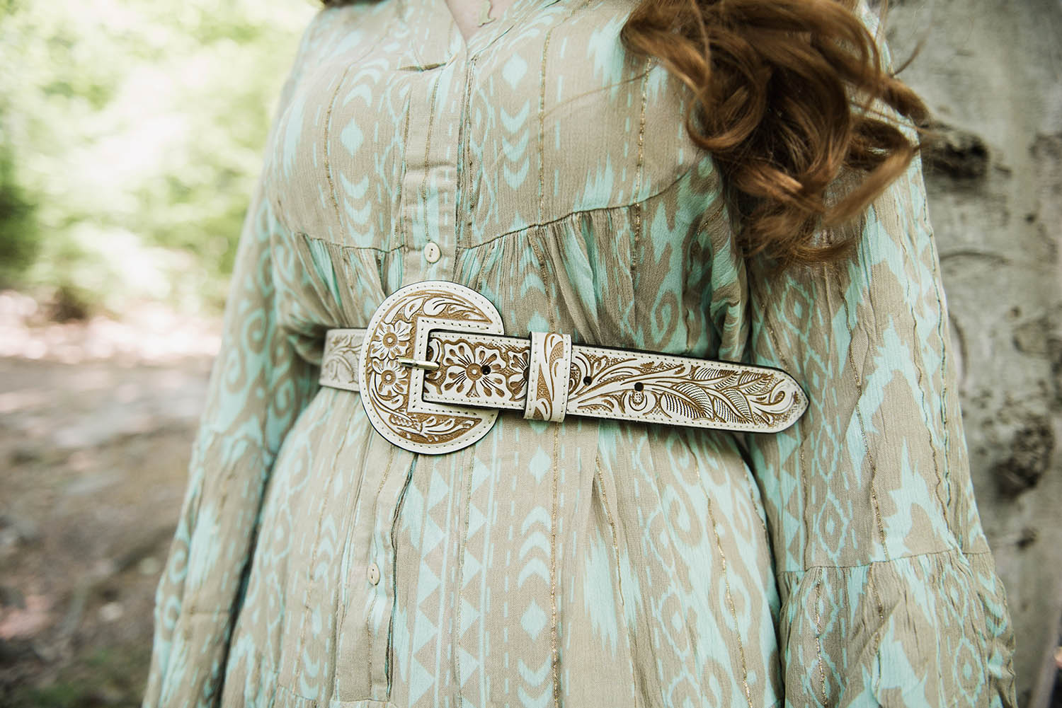 Ivory Tooled Leather Belt - Boho Buffalo Accessories