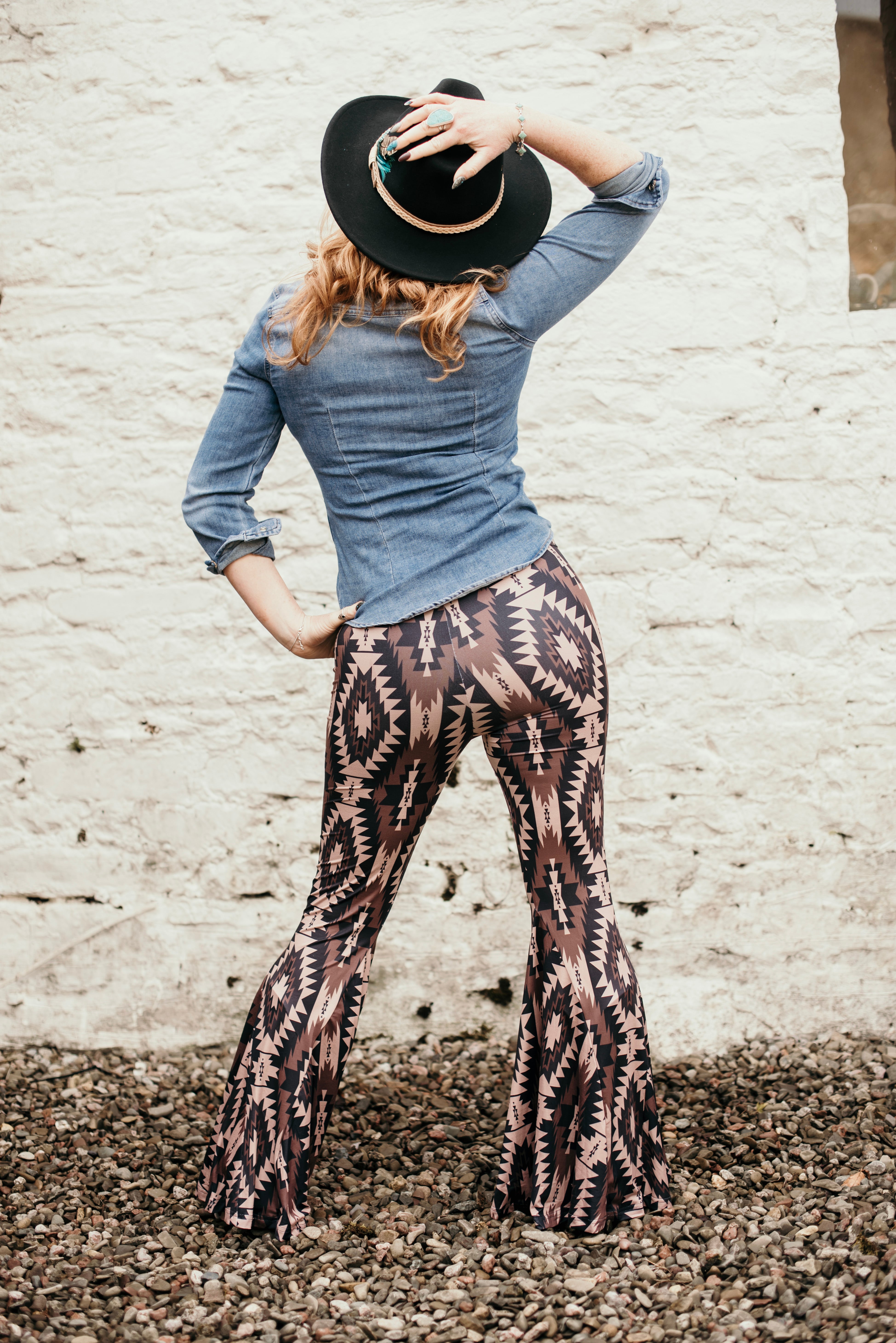 Brown Aztec Pattern Flares 2XL