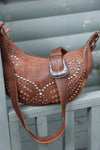 Brown Leather Studded Bag