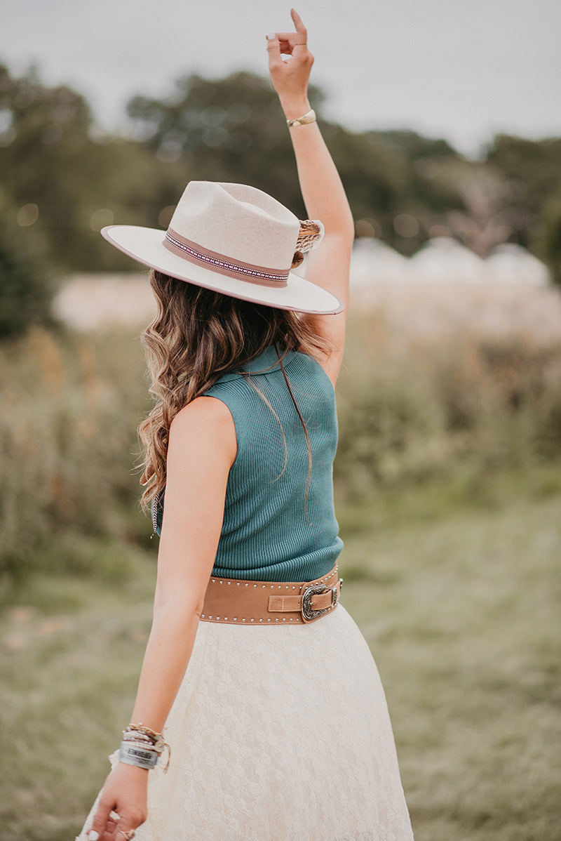 Feather Quartz Leather Waist Belt - Boho Buffalo Accessories