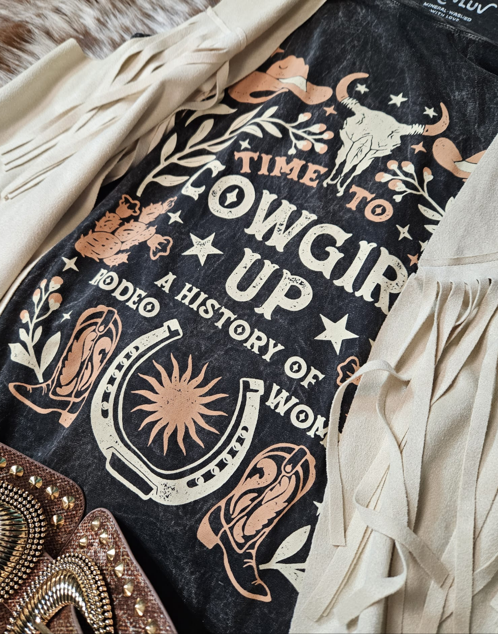 Time to Cowgirl Tee in Black - Boho Buffalo Accessories