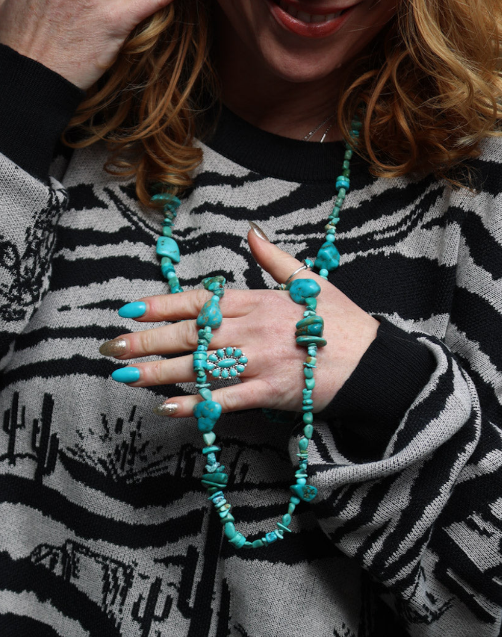 Arizona Turquoise Chip Long Necklace (one offs) - Boho Buffalo Accessories