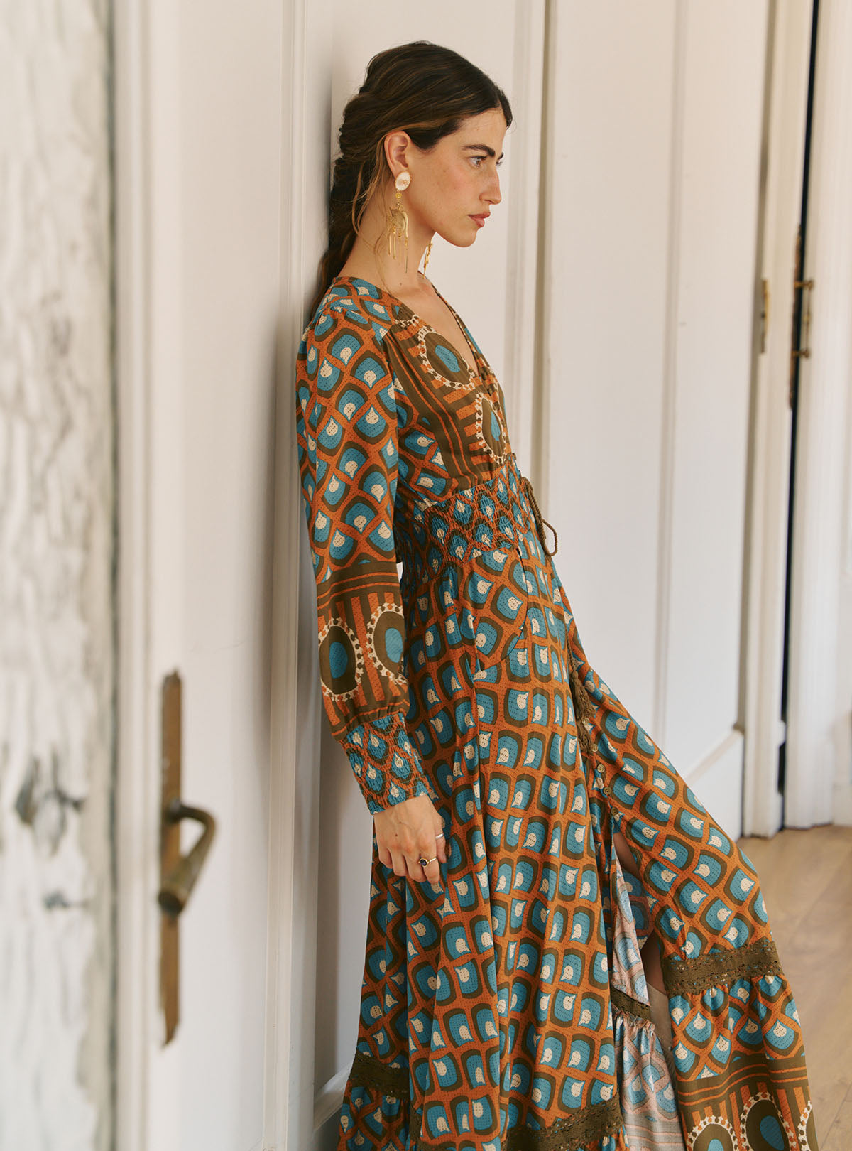 The Sienna Retro Geometric Maxi Dress