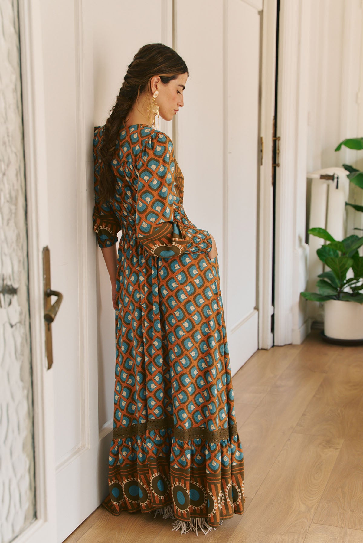 The Sienna Retro Geometric Maxi Dress