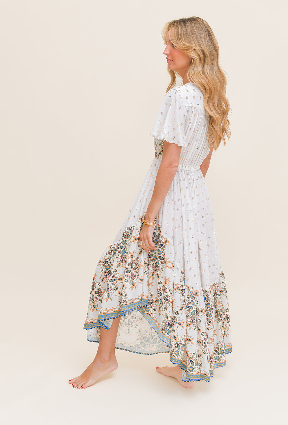 Gemstone Print Boho Maxi Dress