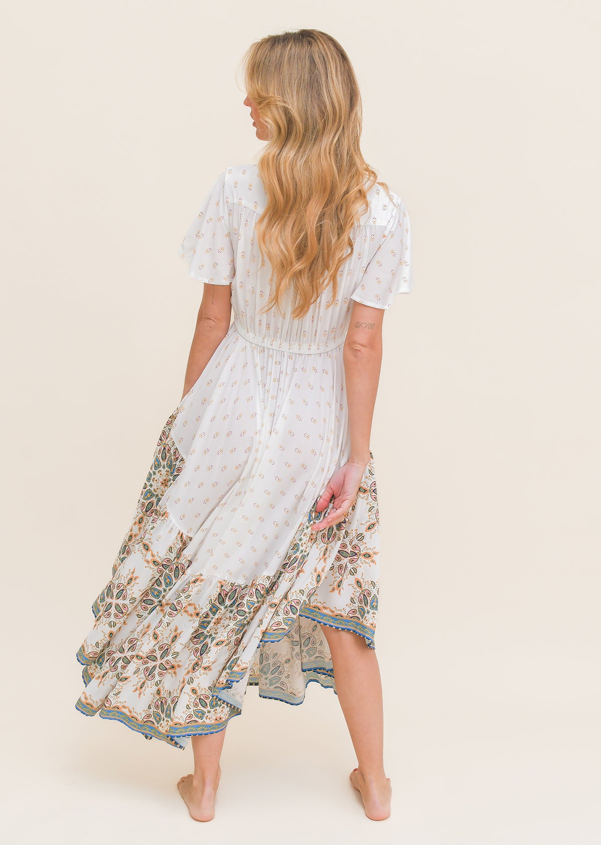 Gemstone Print Boho Maxi Dress