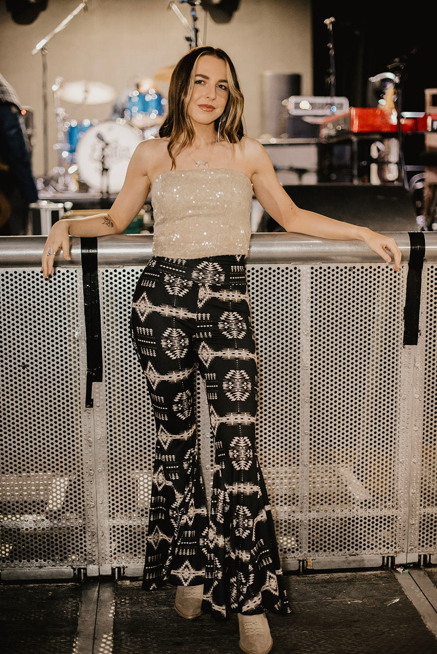 Black Aztec Pattern Flares 2XL