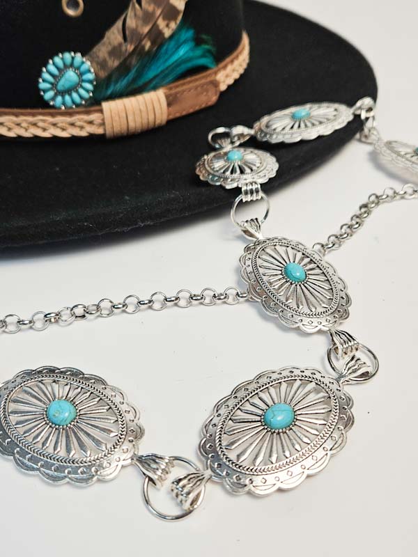 Silver & Turquoise Concho Belt