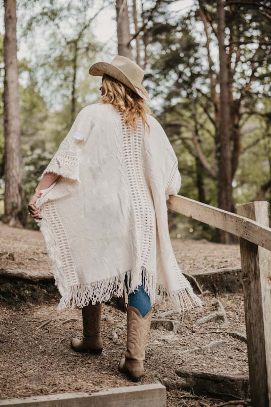 Cream Fringe Bohemian Shawl