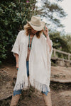 Cream Fringe Bohemian Shawl