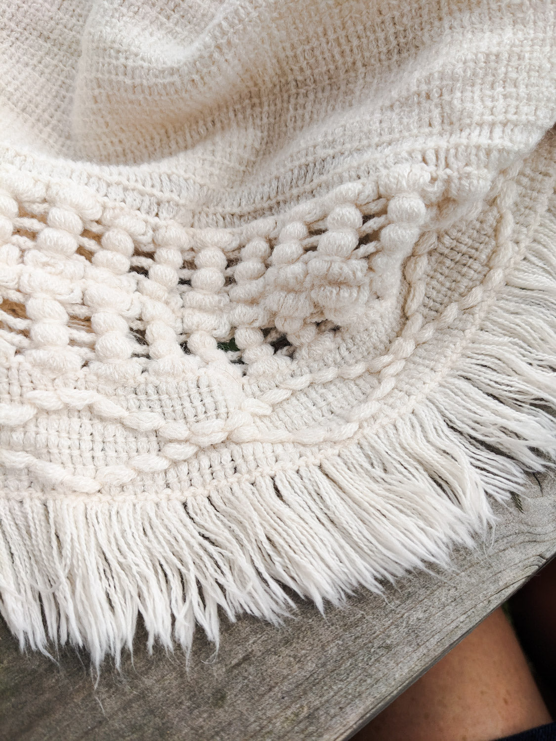 Cream Fringe Bohemian Shawl
