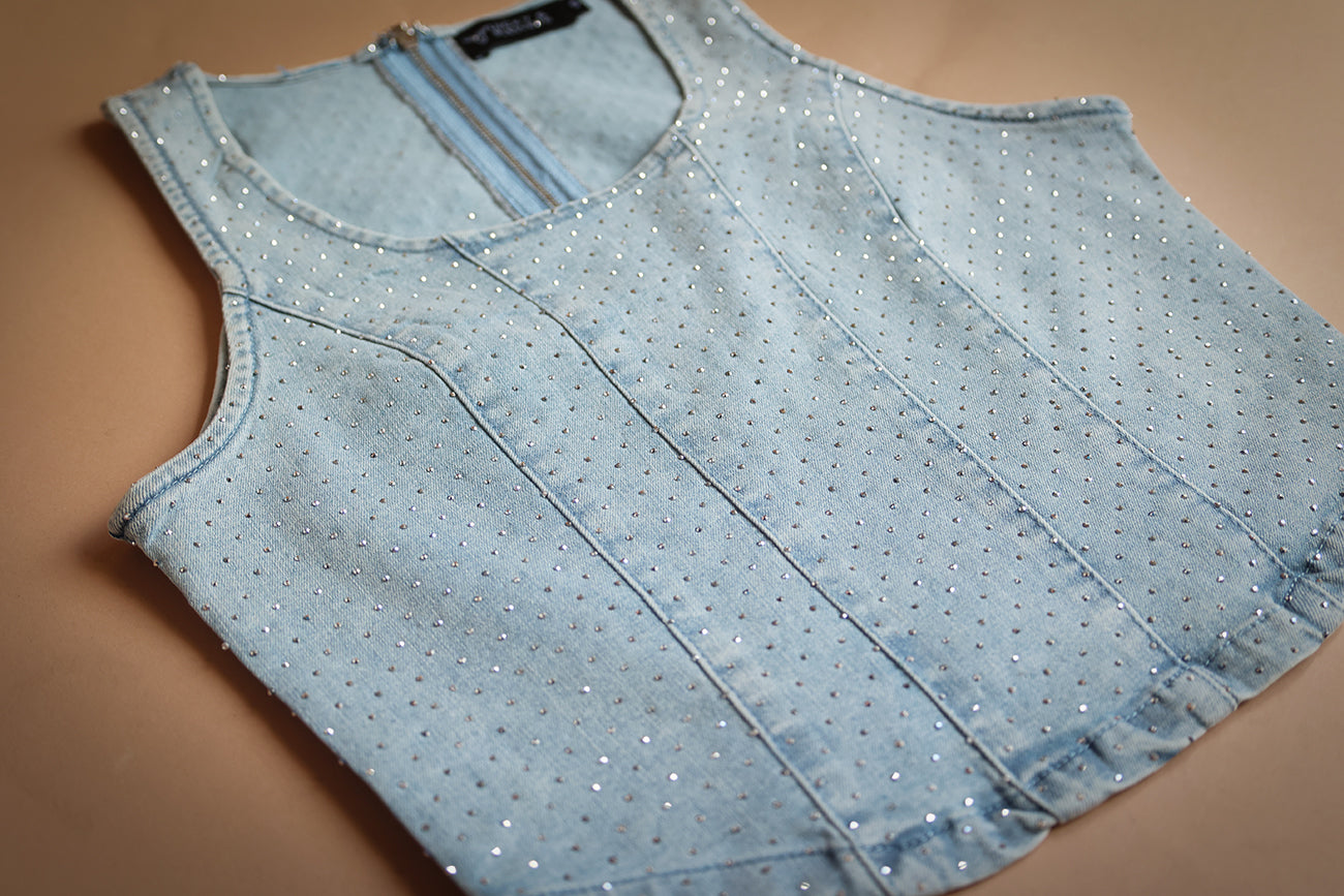 Rhinestone Denim Bodice - Boho Buffalo Accessories