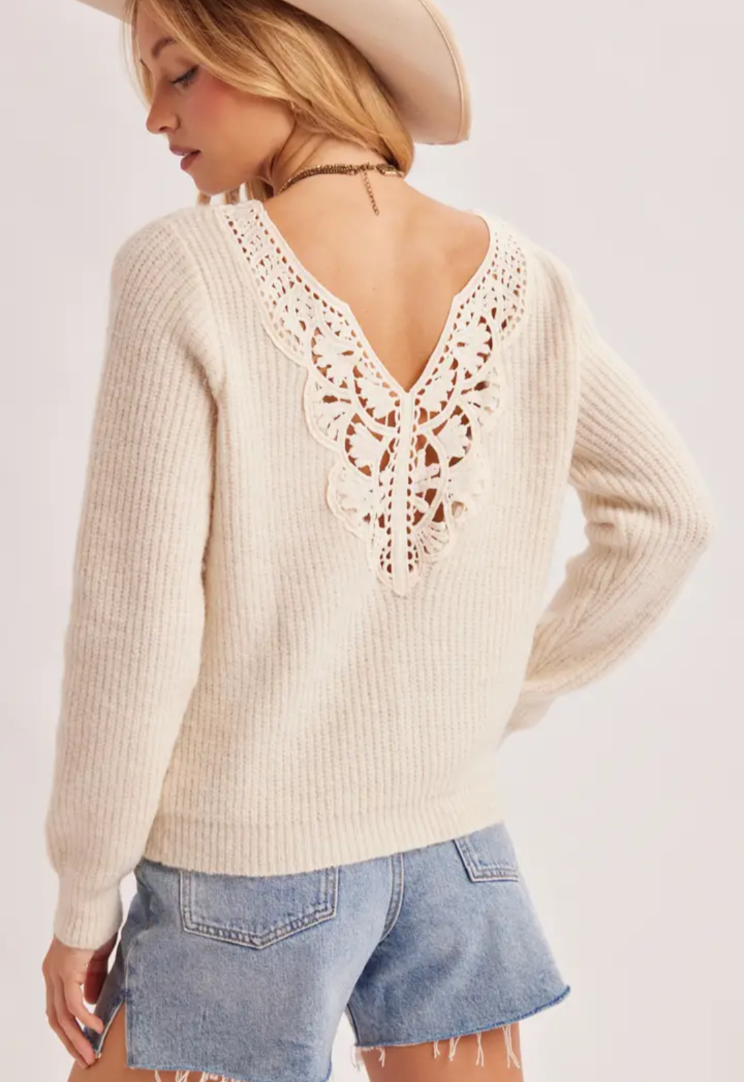 Cream Lace Boho Jumper