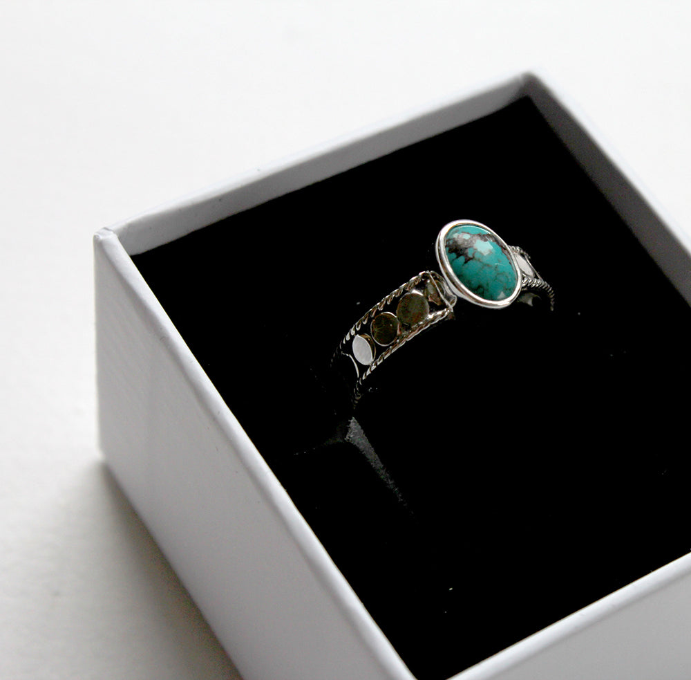 Turquoise Mirror Disc Ring - Boho Buffalo Accessories