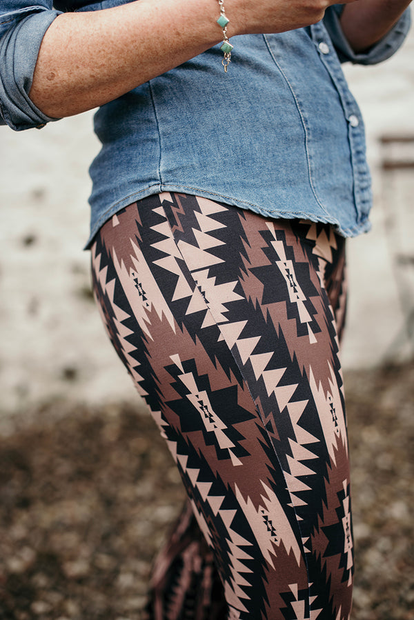 Brown Aztec Pattern Flares