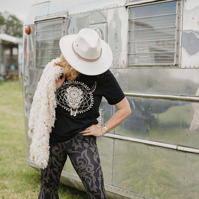 White Feather Western Hat - Boho Buffalo Accessories