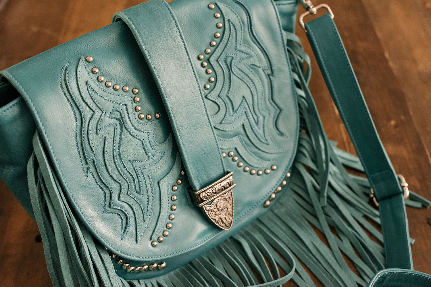 Turquoise Western Fringe Shoulder Bag