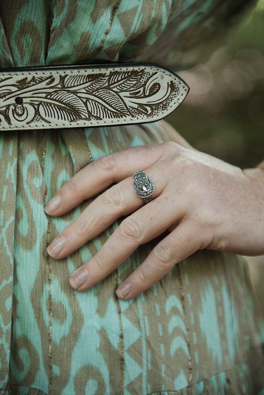 Ivory Tooled Leather Belt - Boho Buffalo Accessories