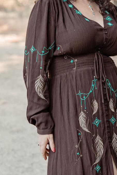 'Wings' Chocolate Maxi Dress