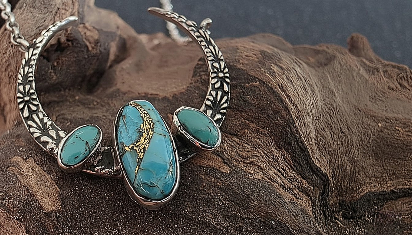 Mohave Turquoise Crescent Necklace - Boho Buffalo Accessories