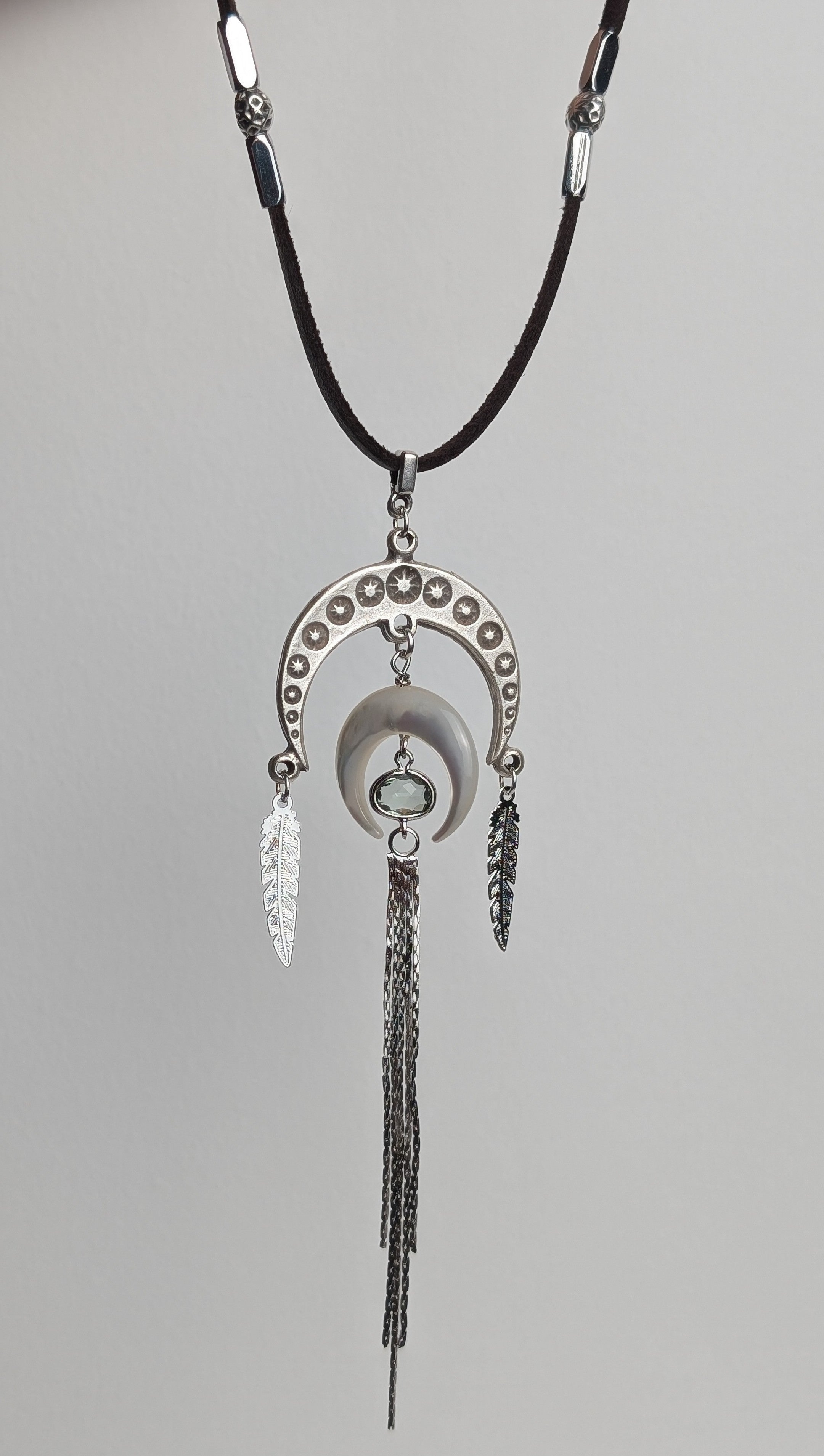 Cosmic Crescents Tassel Choker - Boho Buffalo Accessories
