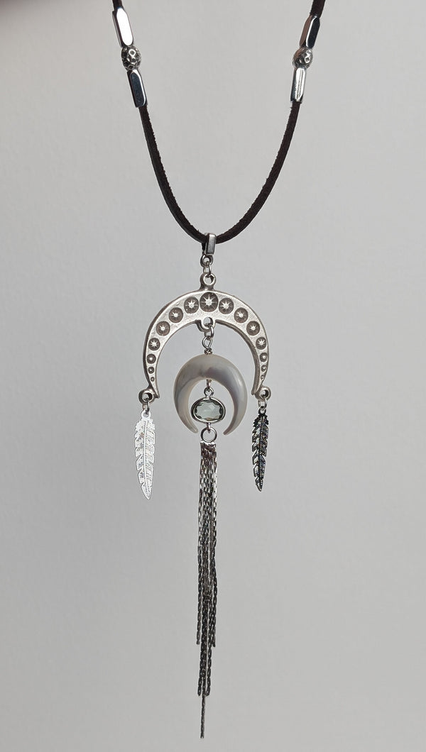 Cosmic Crescents Tassel Choker